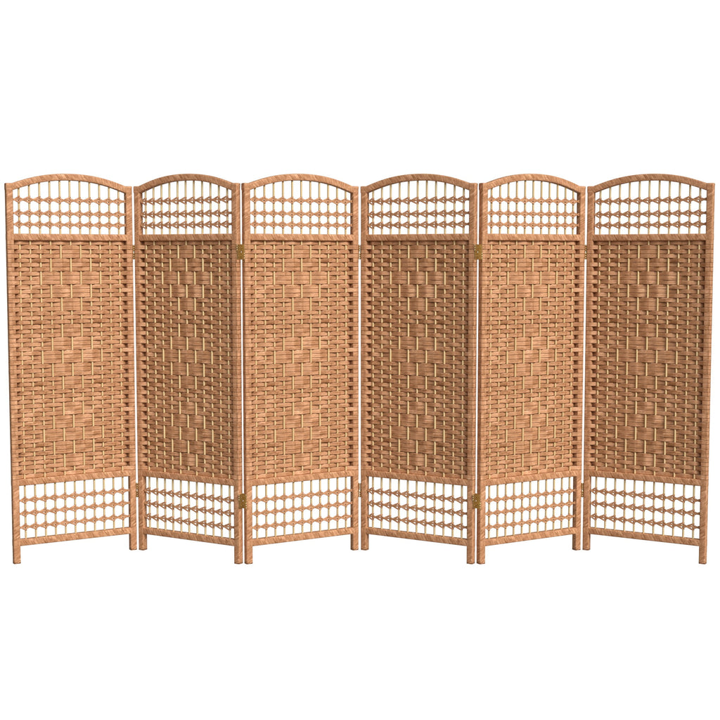 Red Lantern 4 ft. Short Fiber Weave Folding Screen - Natural - 6 Panels