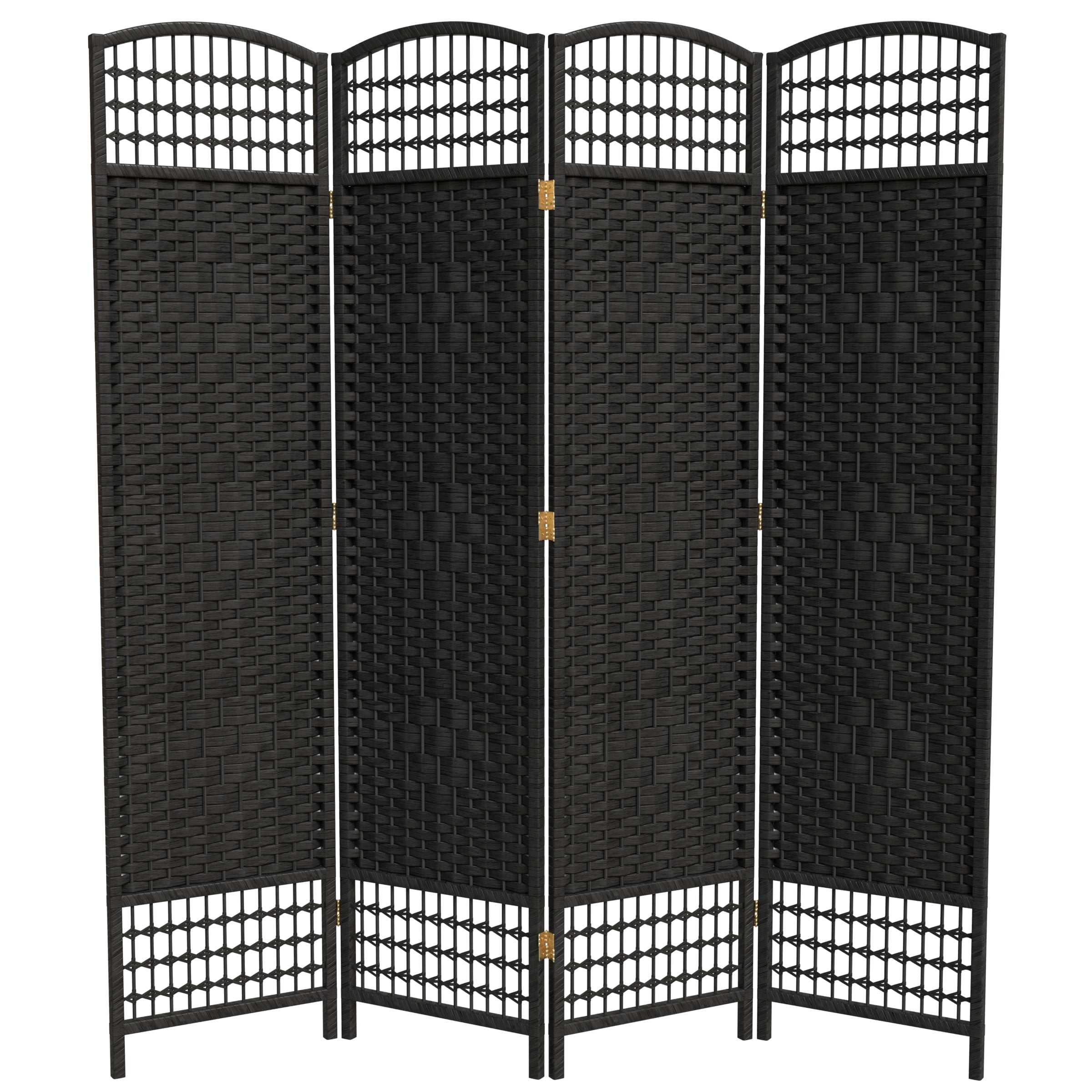 Red Lantern 4 ft. Short Fiber Weave Folding Screen - Natural - 6 Panels